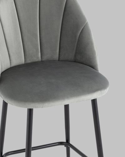 Стул полубарный Логан велюр серый. Фото №9