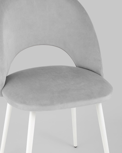 Стул Меган велюр светло-серый белые ножки. Фото №9