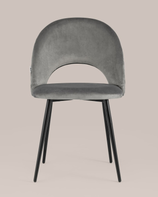 Стул Меган велюр с ромбами серый. Фото