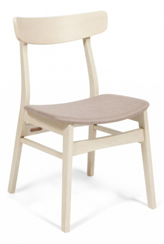 CT 8804 Стул Rabat с мягким сиденьем дерево гевея, 52,5*46,5*78см, античный белый, ткань бежевая (FG22616-16) (поставляется по 4 шт). Фото №1