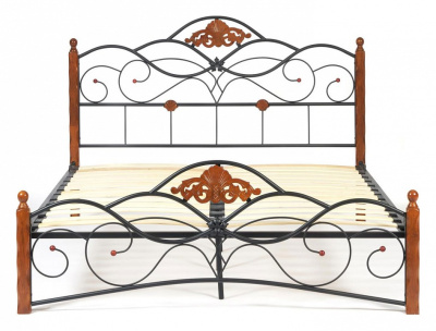 Кровать CANZONA Wood slat base дерево гевея/металл, 140*200 см (Double bed), красный дуб/черный фото Кровать CANZONA Wood slat base дерево гевея/металл, 140*200 см (Double bed), красный дуб/черный. Фото №2