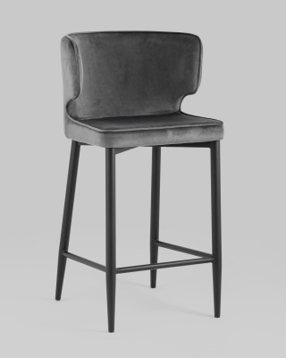 Стул полубарный Матео велюр серый фото Стул полубарный Матео велюр серый. Фото №3