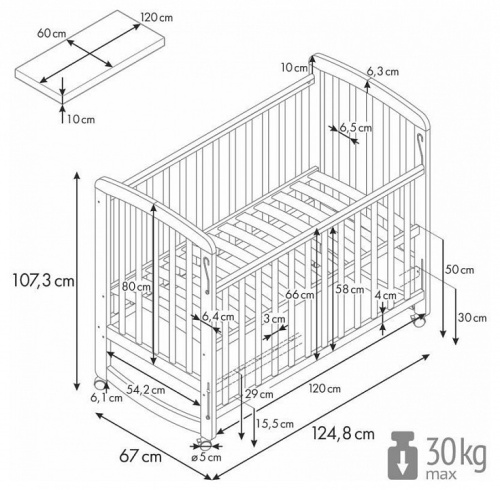 Кроватка Polini Kids Simple 304, бежевый. Фото №10