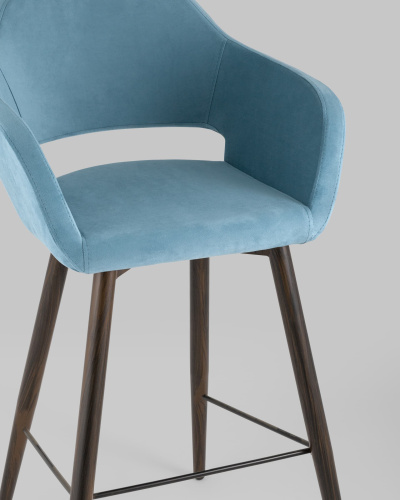 Стул барный Саймон велюр пыльно-голубой. Фото №9