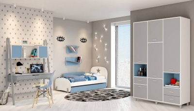 Полка навесная Polini Kids Mirum, голубой. Фото