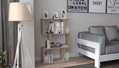 Стеллаж Polini Home Smart, древесина коричневая светлая дуб. Фото