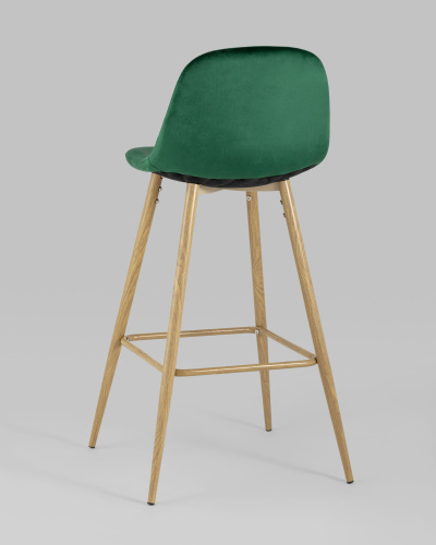 Стул барный Валенсия велюр зеленый ножки цвет дерево. Фото №7