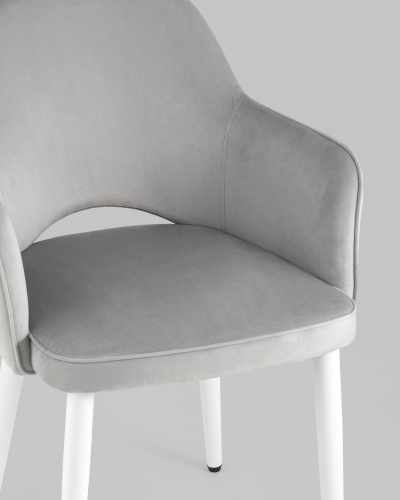 Стул Венера велюр серый ножки белые. Фото №9