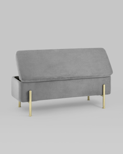 Банкетка Болейн с ящиком велюр серый. Фото №7