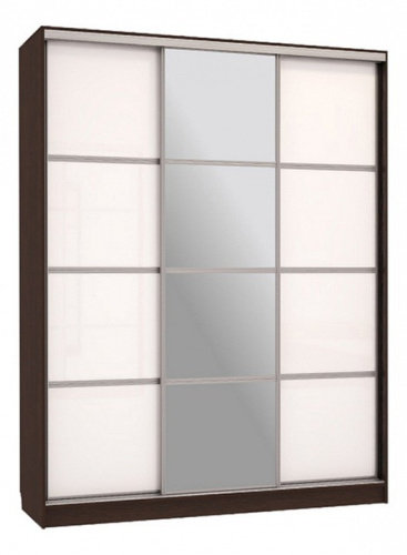 Бассо 2-600 с зеркалом (полки слева) венге/белый. Фото №1