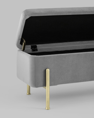 Банкетка Болейн с ящиком велюр серый. Фото №6