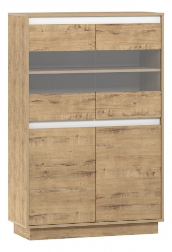 Virginia НМ 011.83 Шкаф для посуды Белый Скандинавский/Дуб Бунратти. Фото №1