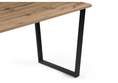 Стол деревянный Лота Лофт 120 25 мм дуб вотан / матовый черный. Фото