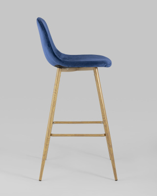 Стул барный Валенсия велюр синий ножки цвет дерево фото Стул барный Валенсия велюр синий ножки цвет дерево. Фото №4